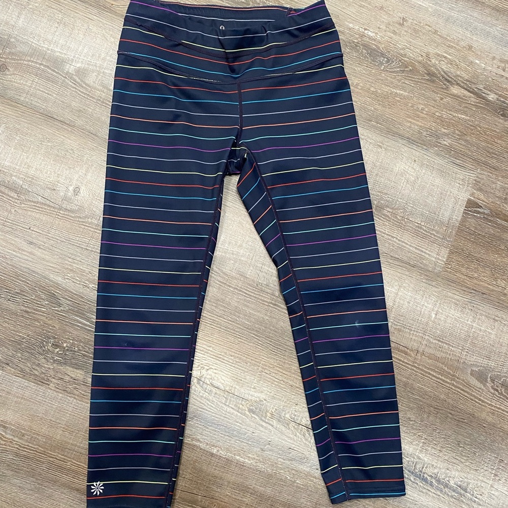Athleta striped rainbow cropped leggings